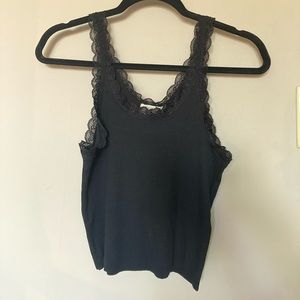 Black lace trim cropped tank